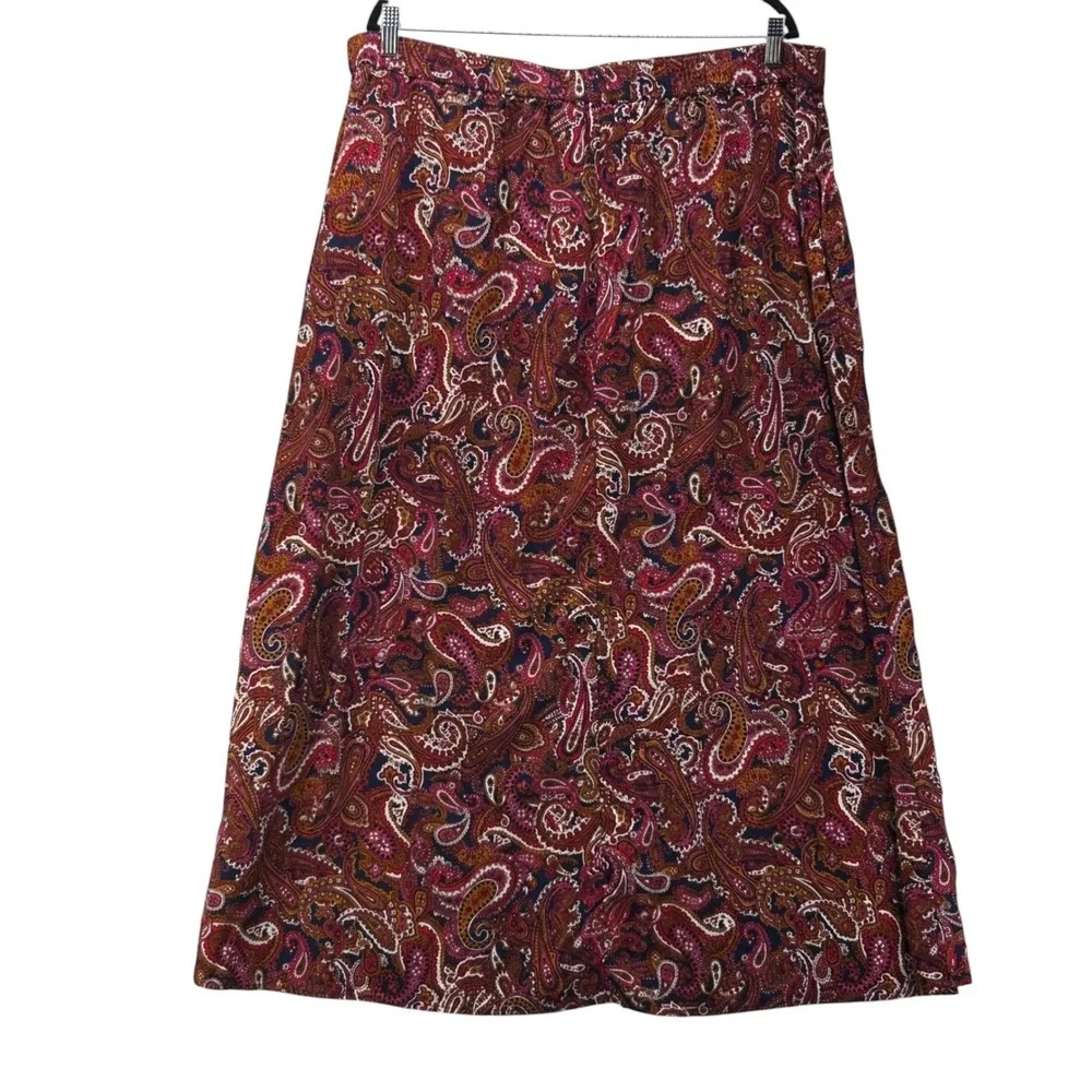 Denim And Co Paisley‎ Maxi Skirt Maroon 1X